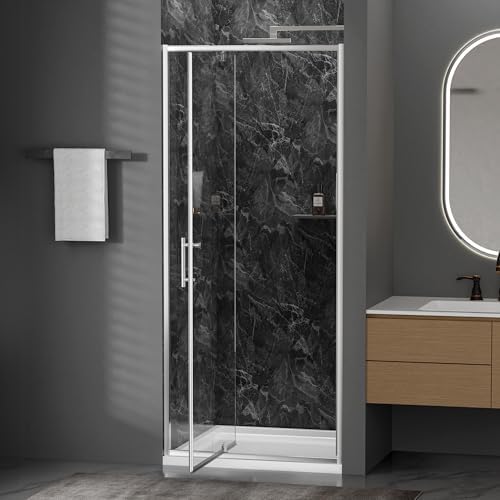Findepot 28-32" W x 71" H Pivot Glass Shower Door, Retractable Rail by FINDEPOT