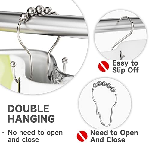 Shower Curtain Hooks Brushed Nickel Shower Curtain Rings Rust Proof, Bathway - Image 3