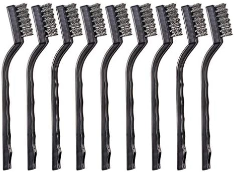 YiwerDer 9PCS MINI Wire Brushes, Stainless Steel Brush Set, Curved Handle by YiwerDer