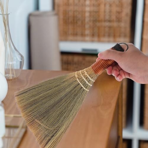 Soft-Haired Mini Broom 12.20 Inch Short Handle Tabletop Dust Sweeper - Image 4