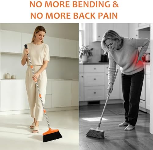 Broom and Dustpan Set, 54.72" Long Handle, Standing Dustpan - Image 3