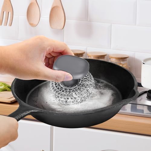 Cast Iron Scrubber Dish Scrub Brush 316 Chainmail Scrubber - Image 2
