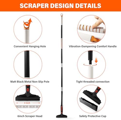 Gomake Extendable Floor Scraper Heavy Duty 6" Wide Razor Blade Scraper Tool - Image 4