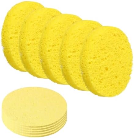 uxcell 10Pcs Cellulose Sponges, Round Kitchen Clean Sponges Non-Scratch by uxcell