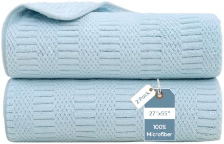 JML Microfiber Bath Towels, 2 Pack, 27x55 in, Light Blue by JML