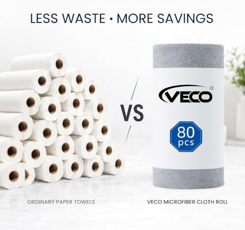 Veco Microfiber Cleaning Cloth Roll 80 PCS Gray - Image 2