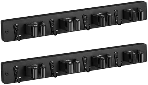 OUTNILI 2 Pack Black Mop Broom Holder Wall Mount by OUTNILI