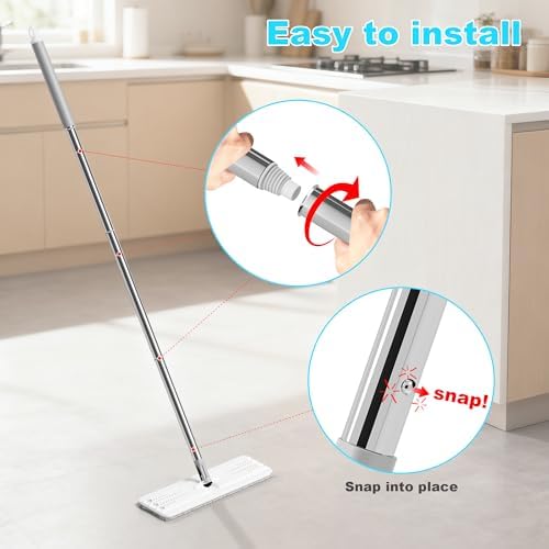 JOYMOOP Replacing Mop Handle, Replacing Flat Mop, Stainless Steel Mop Handle - Image 4