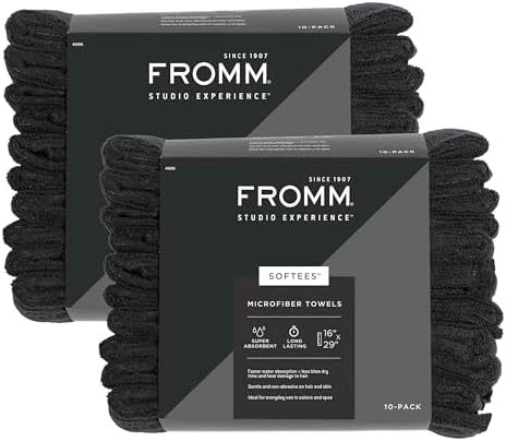 Fromm Softees Pack of 20 Microfiber Hair Towels, Absorbent Salon Hair Towels by Fromm