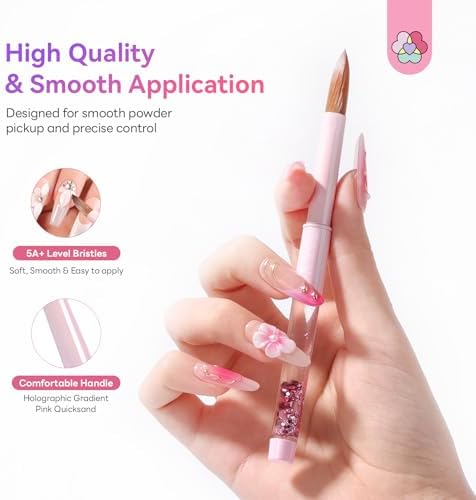 SAVILAND Kolinsky Acrylic Nail Brush Set Size 6 10 12 14, Gradient Pearl - Image 6