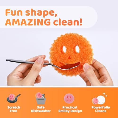 Treeroot 8 Pack Colorful Smile Scrub Sponges, Temperature Controlled - Image 2