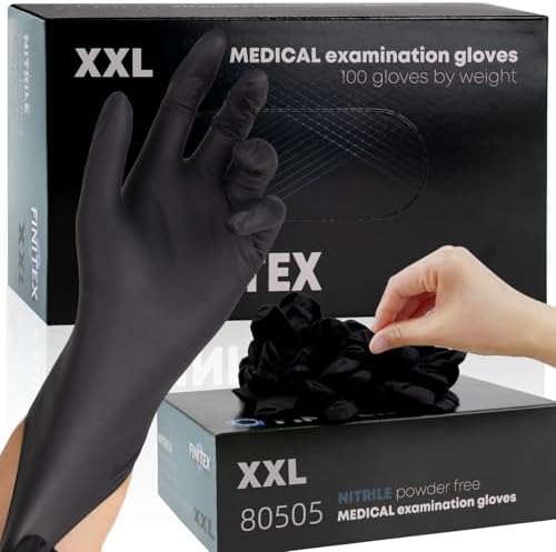 FINITEX Black Nitrile Disposable Gloves 5mil Medical Exam by FINITEX
