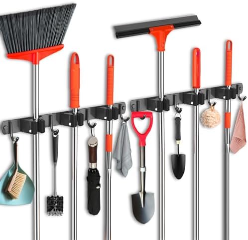 2 Pack Mop and Broom Holder Wall Mount, Upgraded Broom Hanger Wall Mount by FODARSAI