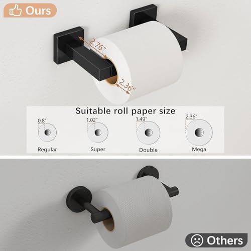 FEILERN Toilet Paper Holder Matte Black, 2 Pack Wall Mount - Image 6