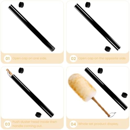 Lambs Wool Duster with Solid Bamboo Handle, Leather Hang Strap, 18.9 inch Long - Image 2