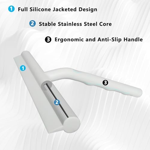 Shower Squeegee for Glass Doors, Full Silicone Jacketed Squeegee - Image 3