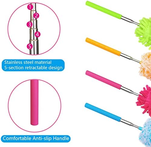4 pcs Extendable and Washable Microfibre Feather Duster, Microfibre Cleaning - Image 3