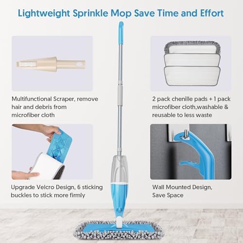 Hardwood Floor Mops for Floors Cleaning: Spray Mop Wet Dry Mops Refillable - Image 3