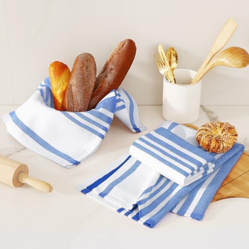 Homaxy Premium Cotton Stripe Kitchen Towels 6 Pack - Image 6