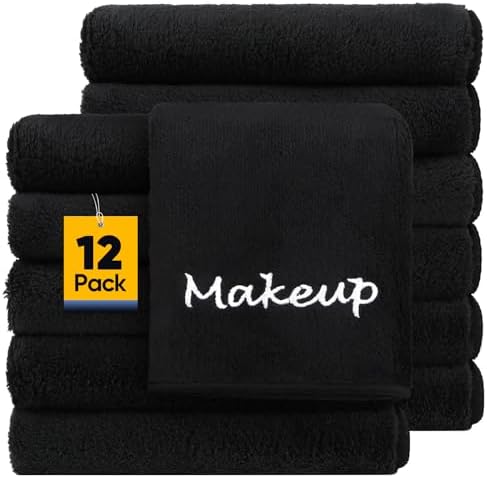 UNIMADE Makeup Remover Cloth, 12 Pack Black Facial Wash Cloths by Unimade