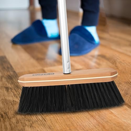 Superio Kitchen Broom Premium Black Tampico Bristles, - Image 2