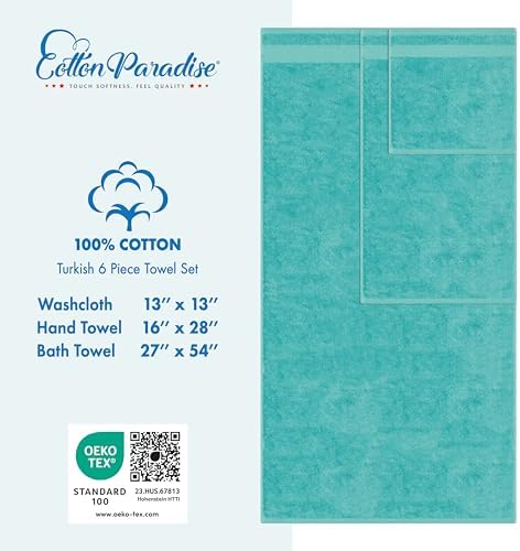 Cotton Paradise 100% Cotton Turkish Towel Set, Soft Absorbent Quick Dry - Image 4