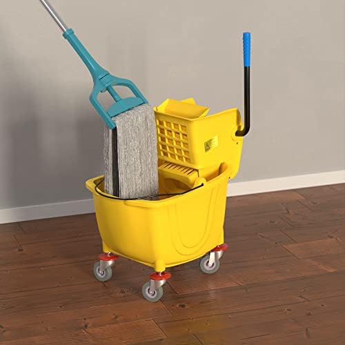 26 Qt. Yellow Mop Bucket and Side Press Wringer Combo - Image 2