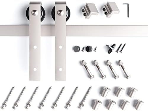 EaseLife 9 FT Brushed Nickel Sliding Barn Door Hardware Track Kit, Basic J - Image 7