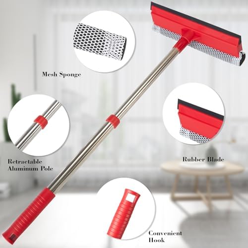 Professional Standard Window Squeegee, 2-in-1 Window Cleaner Sponge and Soft - Image 2