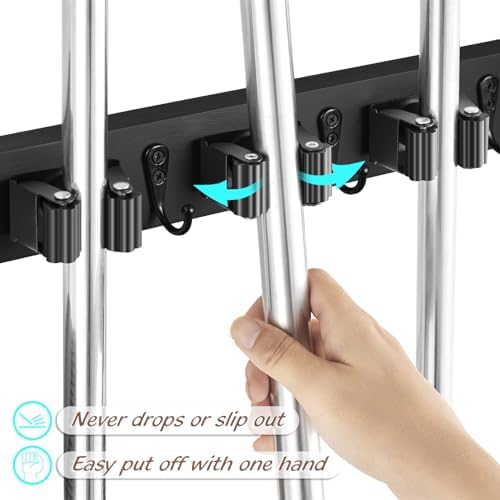 OUTNILI 2 Pack Black Mop Broom Holder Wall Mount - Image 2