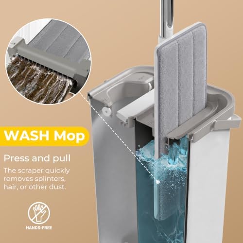 Midyb Mop and Bucket with Wringer Set, Hands Free Flat Mop System - Image 2