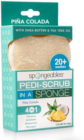 Spongables Pedi Scrub Foot Exfoliating 20+ Wash Sponge, Pina Colada by Spongeables