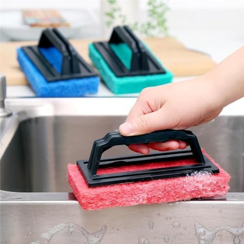 3‑Pack Hand‑Held Pool Scrub Brush Set, Non‑Scratch Sponge Tile Scrubber - Image 4