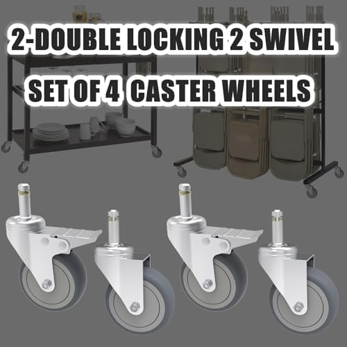 RILIDRI 2-Inch Swivel Stem Caster, 7/16-Inch Stem Diameter Rubber Wheel - Image 3