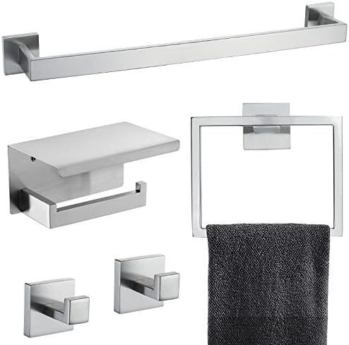 Brushed Nickel Bathroom Towel Bar Set Bathroom Accessories Hardware Set by TNOMS