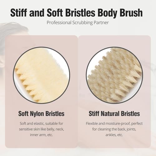 2 Pack Dry Brushing Body Brush, Natural and Soft Bristle Shower Brush - Image 4