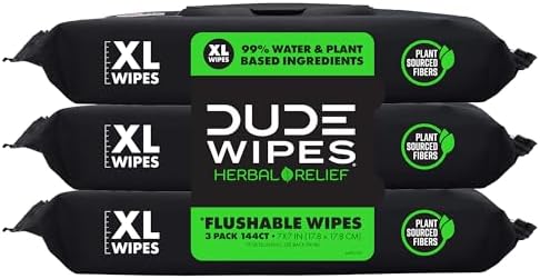 DUDE Wipes Herbal Relief Adult Flushable Wet Wipes, Witch Hazel by DUDEWipes