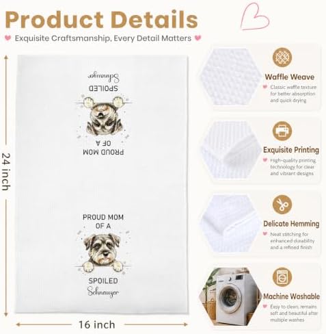 Cute Schnauzer Kitchen Towels Dog Mom Hostess Gifts - Image 2