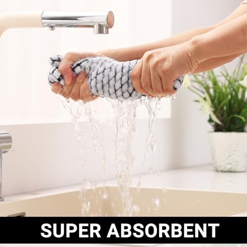 Homaxy Cotton Terry Kitchen Towels and Dishcloths Set of 8 - Image 5