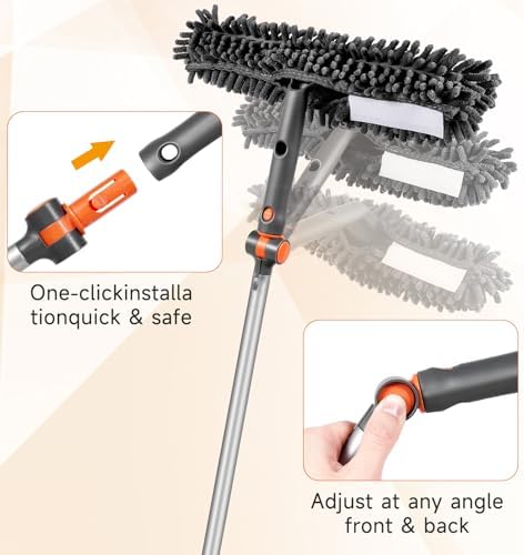 LEVELEVE 62" Extension Pole Window Squeegee Cleaning Kit, 2-in-1 Professional - Image 3