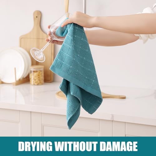 Homaxy 100% Cotton Terry Kitchen Towels, 4 Pack, Lake Blue - Image 4