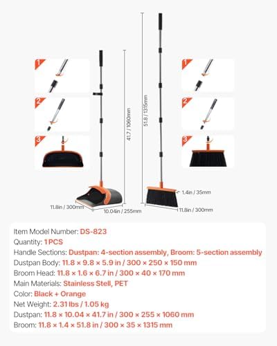 VEVOR Broom and Dustpan Set, Heavy Duty Dustpan and Broom Combo - Image 7