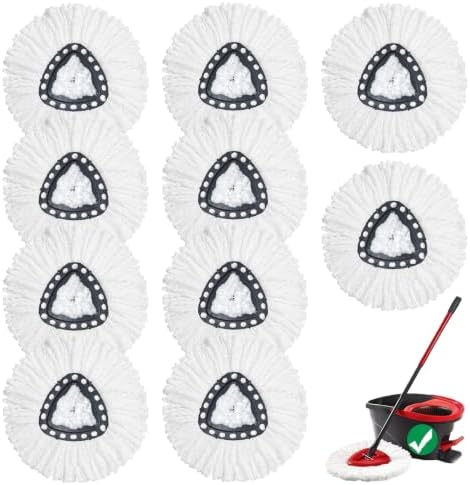 10Pack Spin Mop Replacement Heads, 100% Microfiber, Household Floor Cleaning by YEAZHEN