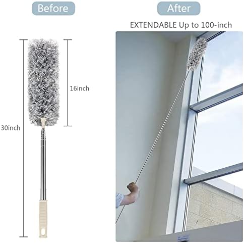 Duster with Extension Pole, 30-100 Inch & Bendable Microfiber Duster Head - Image 4