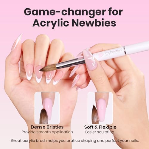 Beetles Acrylic Nail Brush Kolinsky Hair Bristles Round Shaped Metal - Image 4