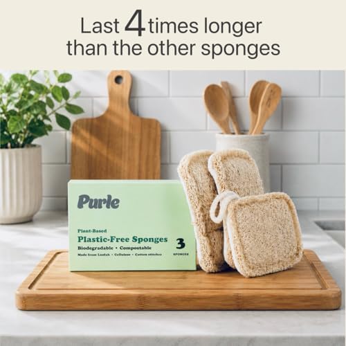 Purle Natural Kitchen Sponges, Eco-Friendly, Compostable Dish Sponges, Loofah & - Image 3