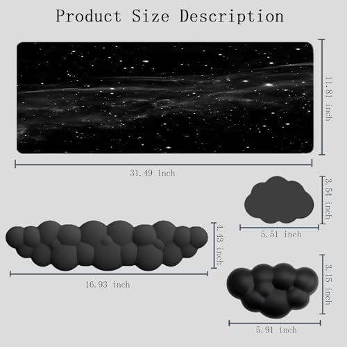 Cloud Mouse Pad Keyboard Wrist Rest 4PCS Extended Large Galaxy Desk Mat Pad Set - Image 4
