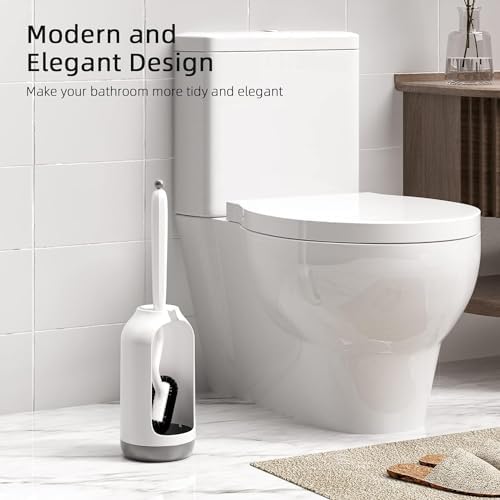 HAMITOR Toilet Bowl Brush Holder Set: Curved Bristle - Image 6