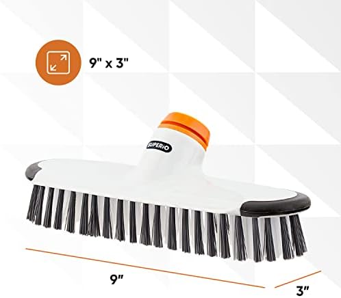 Superio Deck Scrub Brush Head, Heavy Duty Stiff Bristles Grout Scrubber - Image 2