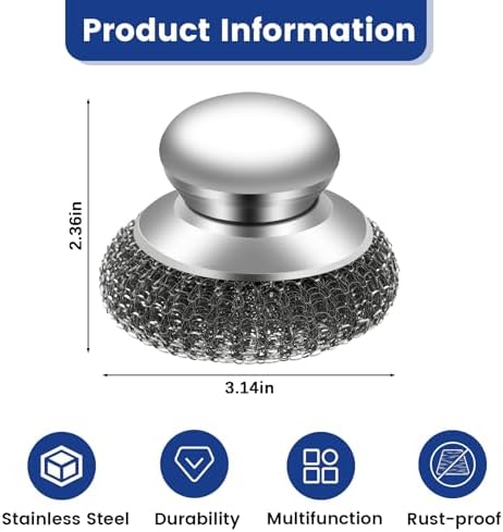 5Pcs Steel Wool Scrubber with Handle - Image 2